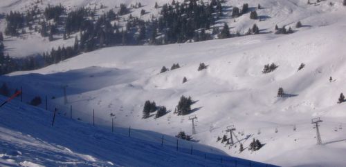 Stehende Sesselbahn Fallboden mit der Unglücks-Stütze, 13. Januar 2008
