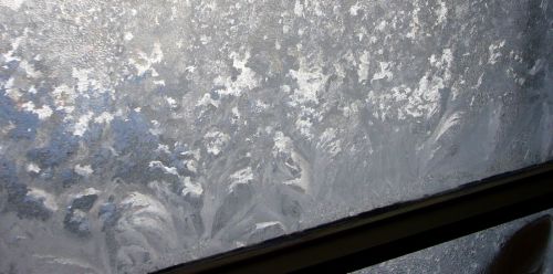 Eisblumen im Treppenhaus - bei minus 14 Grad morgens um 9 Uhr
