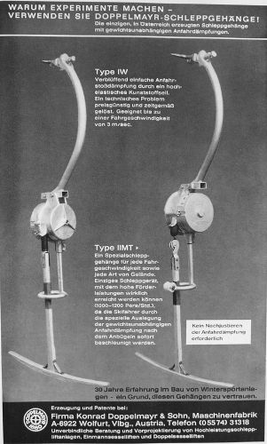 Doppelmayr-Werbung, Quelle: Internationale Berg- und Seilbahnrundschau / Revue des télépheriques 3/1967
