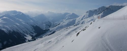 Pano Sedruner Berge: Cavradi, Badus, Tuma, Pazola, Crispalt, Culmatsch
