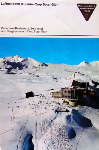 Habegger-Prospekt von 1971: Crap Sogn Gion, samt Poma-Skilift aus Curnius, Baujahr ca.1962
