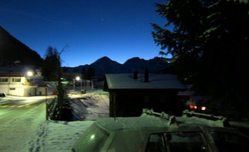 Aufbruch in Sedrun morgens um sieben
