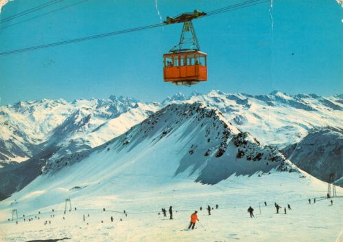 Postkarte Davos-Parsenn, gestempelt 1977 (Farbenphoto Furter, Davos-Platz)
