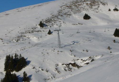 Sesselbahn Fallboden, Stütze 11, 20. Januar 2008 / Für Bildmaterial des Sesselliftes mailen Sie bitte an info@jacomet.ch -  danke für Ihre Fairness und die Beachtung des Urheberrechtes
