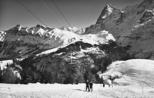Postkarte Skilift Allmendhubel, Mürren, ca. 1950er-Jahre (Archiv [url=http://skilift-nostalgie.ch]Jakob Schuler[/url])
