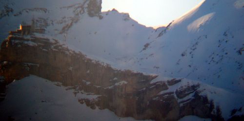 13. Januar 2007, Birg vom Eigergletscher aus mit dem Feldstecher
