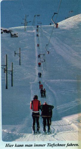 Ausschnitt aus der "Glücks-Post", ca. 1977 - auch der WSO-Lift hatte einst Kurzbügel: SL-9H und gar SL-9 mit Holzsitzen! (Archiv Jakob Schuler)
