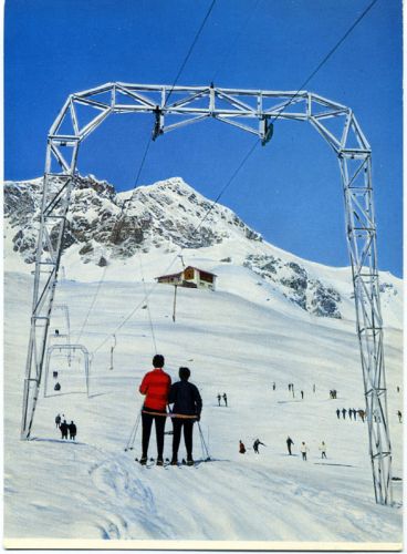 Als der Lift noch auf der Motta Naluns stand: Postkarte aus den frühen 1960er-Jahren (Archiv WSO Oetwil / Nachlass W. Städeli)
