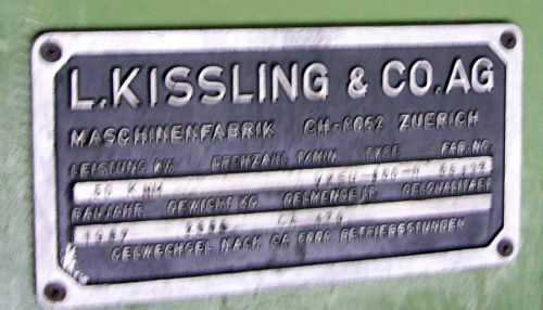 Kissling-Getriebe, Jahrgang 1987
