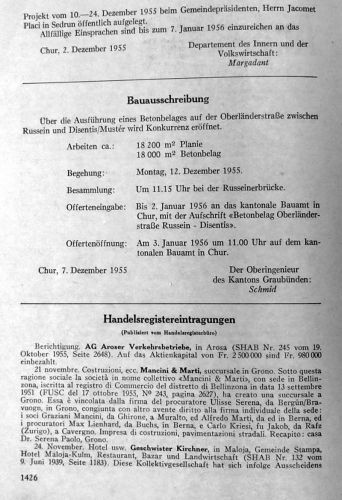 ... mit Einsprachefrist bis 7. Januar 1956
