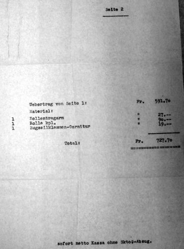 Aufstellung der Skima-Kosten verschiedener Wartungsarbeiten , 19. März 1956, Seite 2
