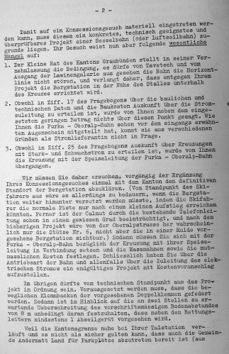 Hier werden die Gründe aufgezählt, die zur Ablehnung führen. Interessant ist, dass schon damals der Landschaftsschutz eine wichtige Rolle spielte! U.a. wurde eine Verschiebung der Talstation vom Calmutgipfel zu einem Stall weiter unten gefordert.
