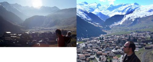 Zwischen den Bildern - aufgenommen am gleichen Ort - liegen fast genau 35 Jahre: September 1972 (links, der Galeriebetreiber im Huckepack seines Vaters), April 2007 (rechts, auf eigenen Füssen)
