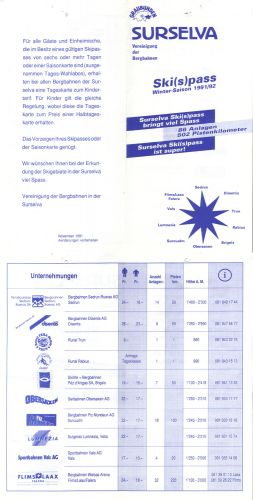 Gäste-Info Saison 1991/92 (Skipass Surselva)
