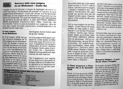 Ausschnitt aus dem Gemeindeblatt "La Tuatschina" Nr. 24 vom 8.12.2006 zur Einweihung (rätoromanisch)
