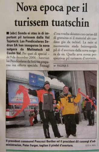 Beitrag zur Eröffnung in der "Quotidiana" vom 11.12.2006, Anriss Frontseite
