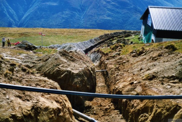 Bau Beschneiungsanlage, Sommer 2000
