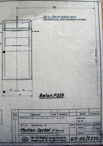 Mastensockel (Zeichnung vom 23.7.1965)
