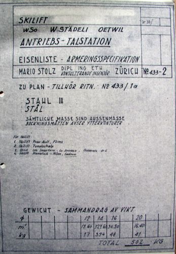 Eisenliste Armierungsspezifikation
