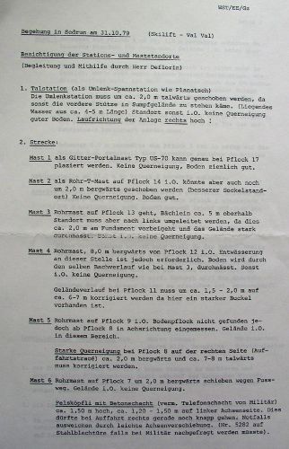 Terrain-Begehung mit WSO-Leuten am 31. Oktober 1979. Walter Hotz taucht in vielen Dokumenten in Sedrun auf. Laut einer ex-WSO-Mitarbeiterin war er bei Kunden sehr beliebt; er starb im Winter 2006.
