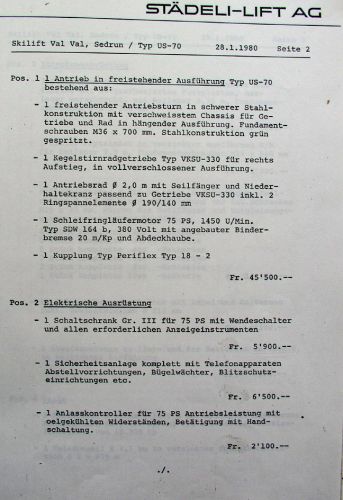 Die aktualisierten technischen Daten (28.1.1980): Antrieb, elektrische Ausrüstung
