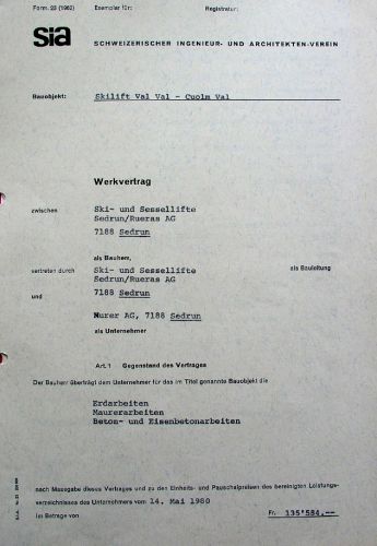 Werkvertrag mit der Firma Murer
