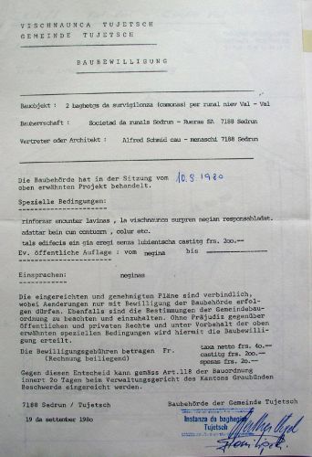 Baubewilligung, 19.9.1980
