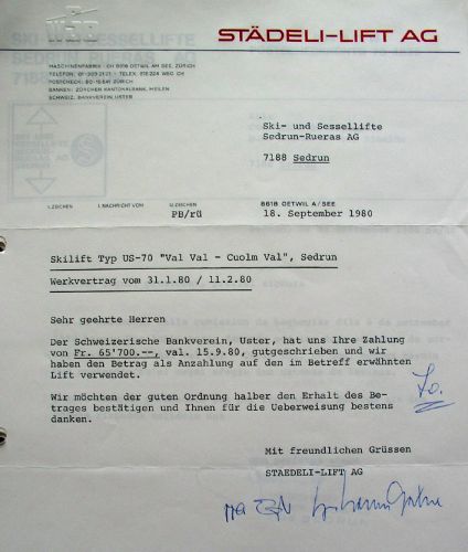 65'700 Franken sind schon bezahlt... WSO-Brief vom 18.9.1980
