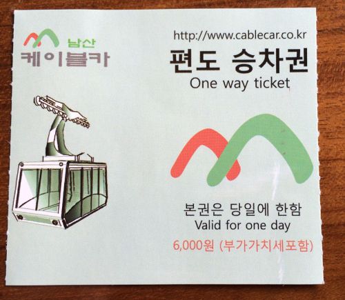 Das Ticket vom 29.6.2015 für 6000 WON (etwa 5 Euro)
