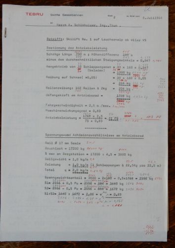 Daten des Skiliftes Lauchernalp 1 (Juli 1964)
