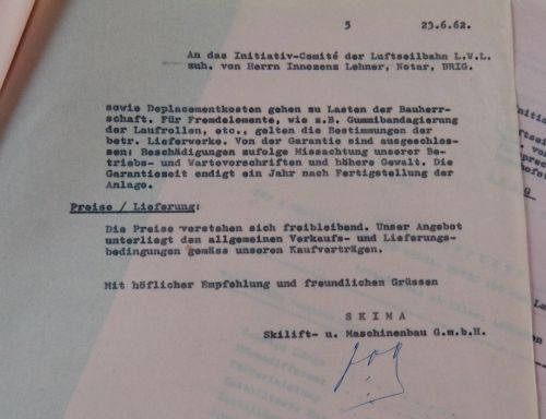 Skima-Offerte für den Skilift Lauchernalp vom 23.6.1962
