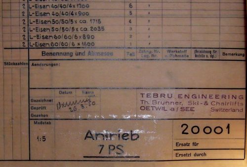 Antrieb 7PS, datiert 26.3.1950 (Detail)
