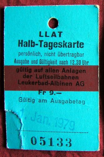 Halbtageskarte, Leukerbad 1979
