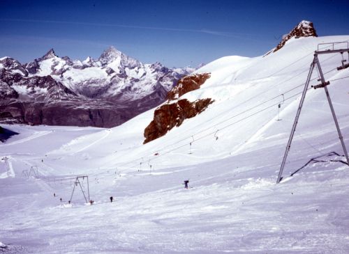 Gletscherskiegbiet Zermatt - das Originalbild vom Herbst 1984 (Hans Jacomet)
