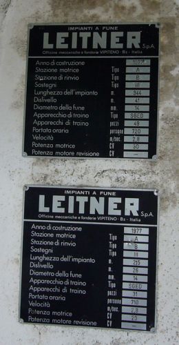 Leitner-Firmenschilder von 1977 / Quelle: Museum auf der Testa Grigia
