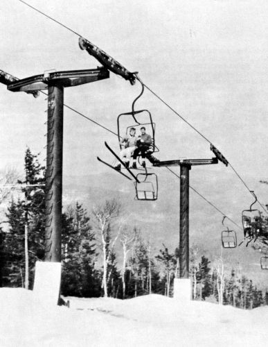 Sessellift in Waterville Valley, aus USA-Städeli-Broschüre, ca. frühe 1970er-Jahre 
