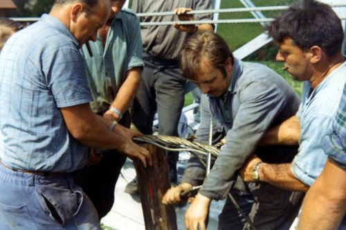 Spleiss-Team am Werk: Atzmännig, Neubau Sesselbahn, undatiert, wohl Sommer 1970
