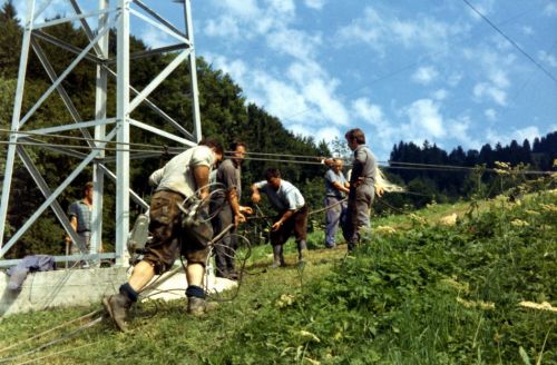 Spleiss-Team am Werk: Atzmännig, Neubau Sesselbahn, undatiert, wohl Sommer 1970
